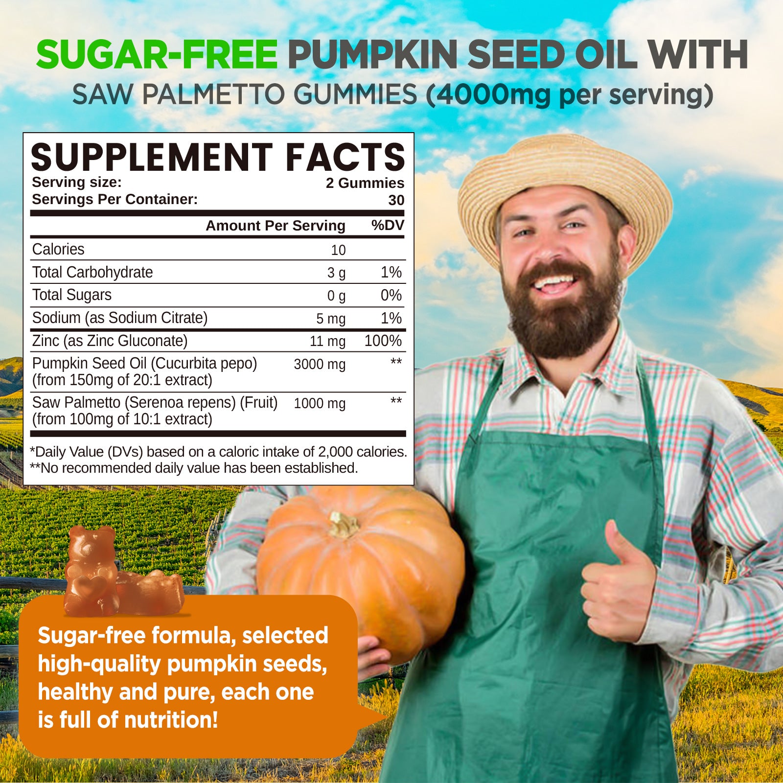 Pumpkin Seed Oil Gummies with Saw Palmetto, Organic Pumpkin Seed Oil